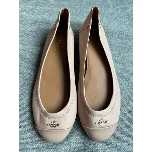 Coach Chelsea Matte Calf Patent Beechwood Flats Sz 6 - Picture 10 of 12